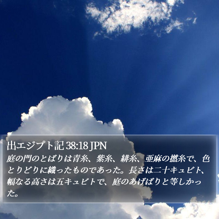 出エジプト記 38:18 JPN Bible Study