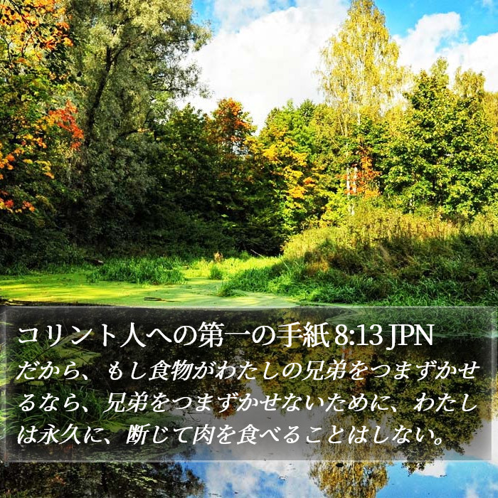 コリント人への第一の手紙 8:13 JPN Bible Study