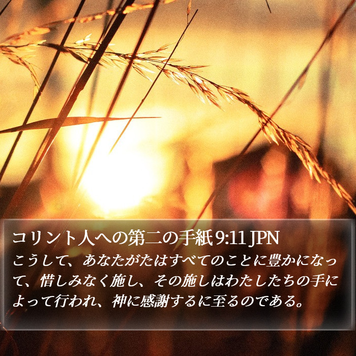 コリント人への第二の手紙 9:11 JPN Bible Study